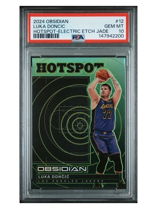 2024 Obsidian | Luka Doncic | HotSpot Electric Etch Jade | 20/25 | PSA 10