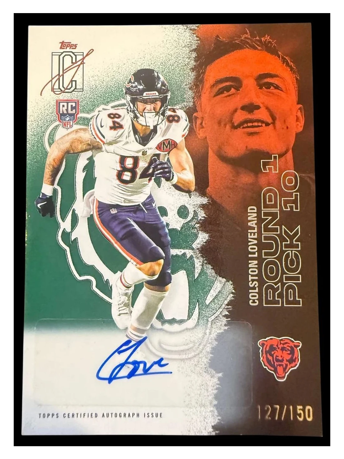 2025 Topps Signature Series Rookie Colston Loveland Auto Green 127/150 RC