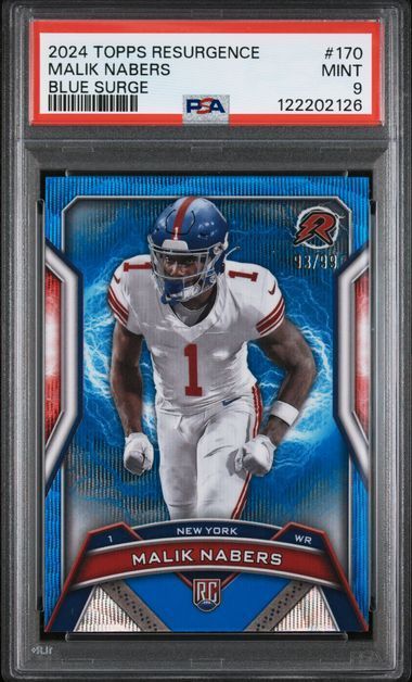 2024 Topps Resurgence | Rookie Malik Nabers | Blue Surge | 93/99 | PSA 9