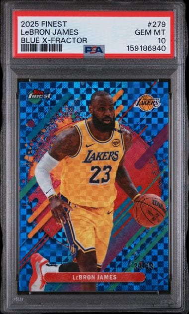 2025 Finest LeBron James Blue X-Fractor 36/49 #279 PSA 10