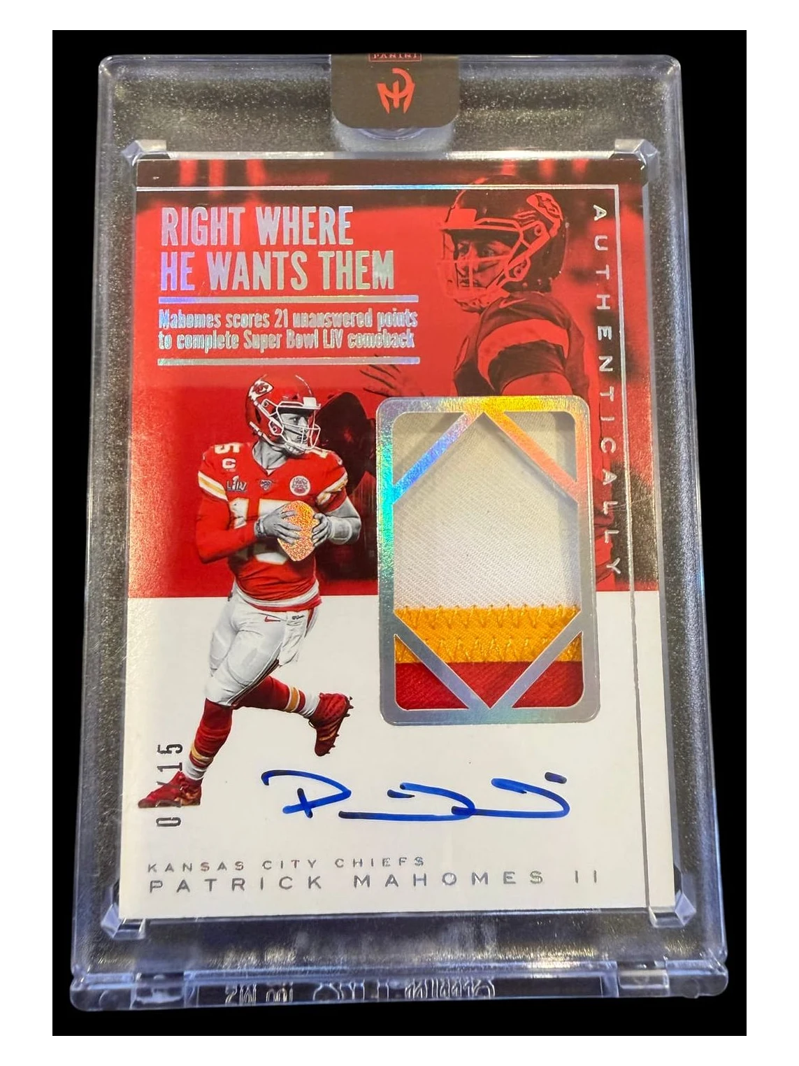 2025 Authentically Mahomes Patrick Mahomes Auto 3 Color Patch SEALED 2/15 #HPA-3