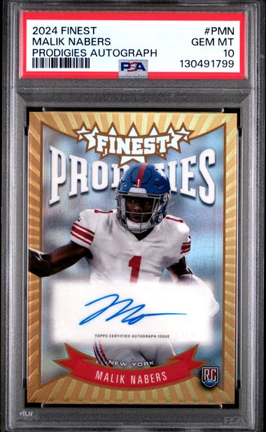 2024 Topps Finest Rookie Malik Nabers Prodigies Autograph #PMN PSA 10 RC Giants