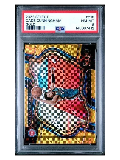 2022 Select | Cade Cunningham | Gold Checkerboard Prizm | #218 | PSA 8 | 9/10