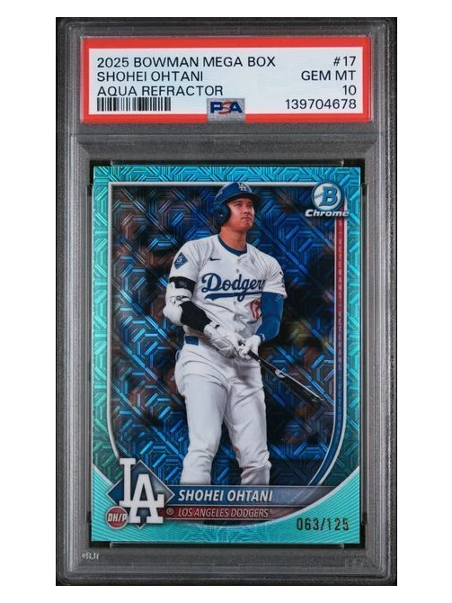 2025 Bowman Mega Box | Shohei Ohtani | Aqua Refractor | 63/125 | PSA 10