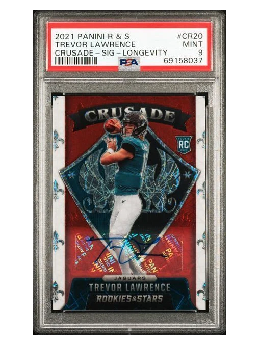 2021 Panini Rookies & Stars | Rookie Trevor Lawrence | Crusade Longevity Signature | #CR20 | 9/10 | PSA 9