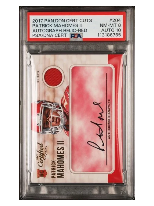 2017 Certified Cuts Rookie Patrick Mahomes II Auto Patch Relic Red 9/15 PSA8 AUTO10