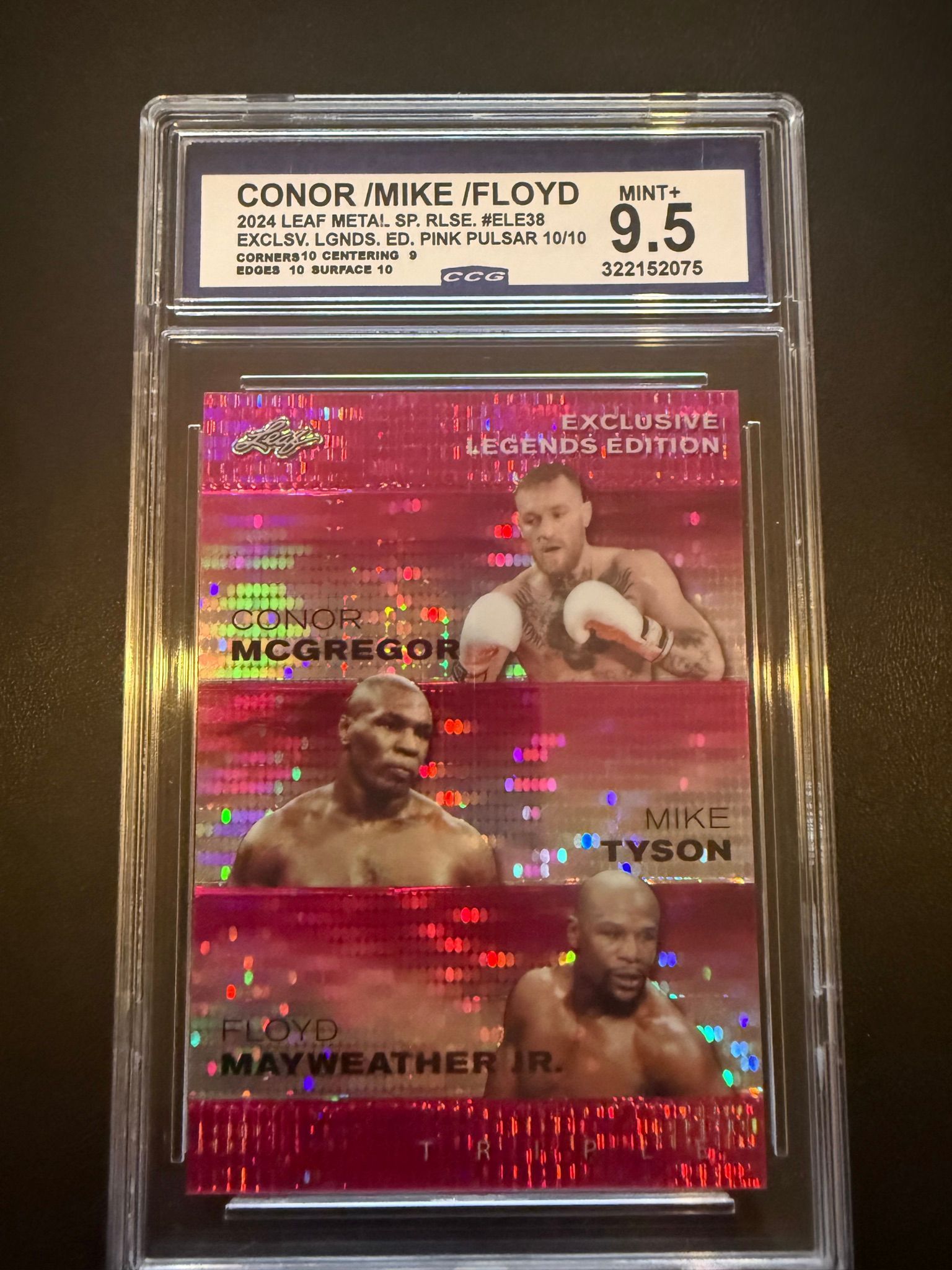 2024 Leaf Metal | McGregor/Tyson/Mayweather | Pink Pulsar | 10/10 | CCG 9.5