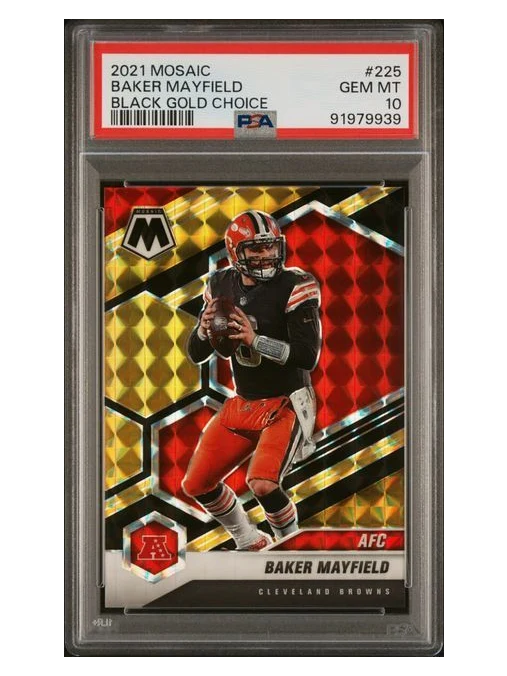 2021 Mosaic Baker Mayfield Black Gold Choice #225 5/8 PSA 10 Browns NFL