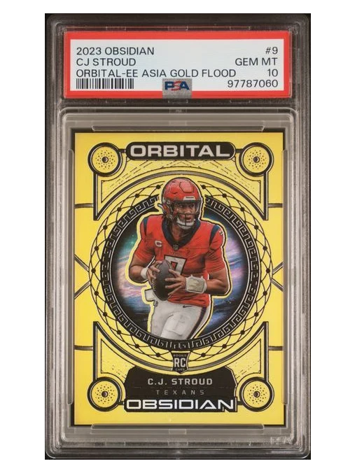 2023 Obsidian Rookie CJ Stroud Orbital Asia Gold Flood 3/10 #9 PSA 10 RC