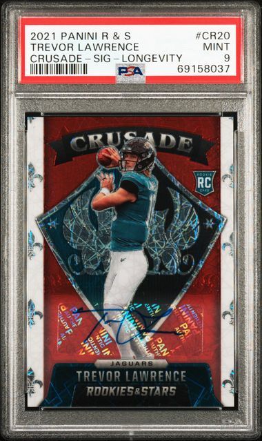 2021 Panini Rookies & Stars | Rookie Trevor Lawrence | Crusade Longevity Signature | #CR20 | 9/10 | PSA 9