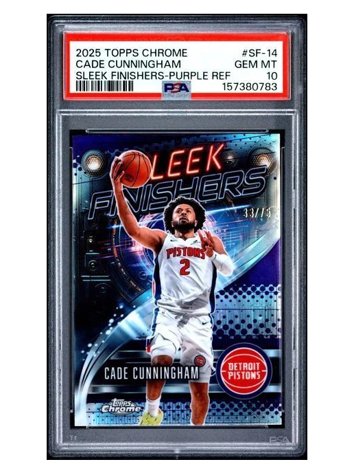 2025 Topps Chrome | Cade Cunningham | Sleek Finishers Purple | 33/75 | PSA 10 | POP 1