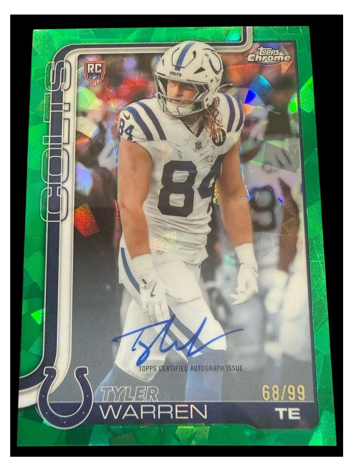 2025 Topps Chrome | Rookie Tyler Warren | Green Auto | 68/99