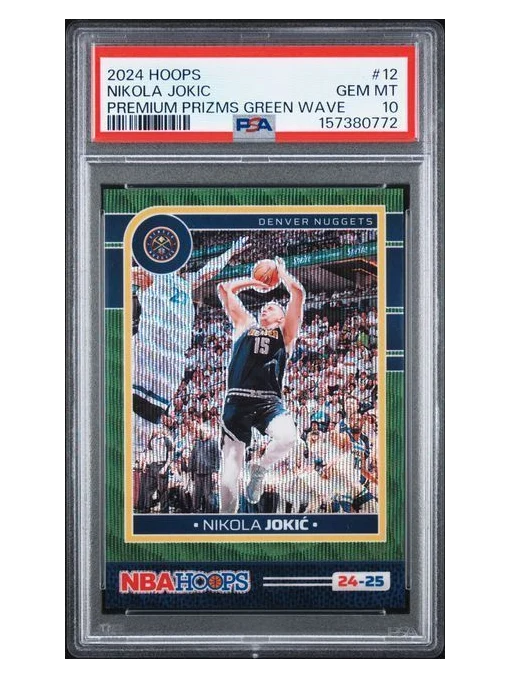 2024 Hoops | Nikola Jokic | Premium Prizms Green Wave | #12 | 22/25 | PSA 10 | Pop 3