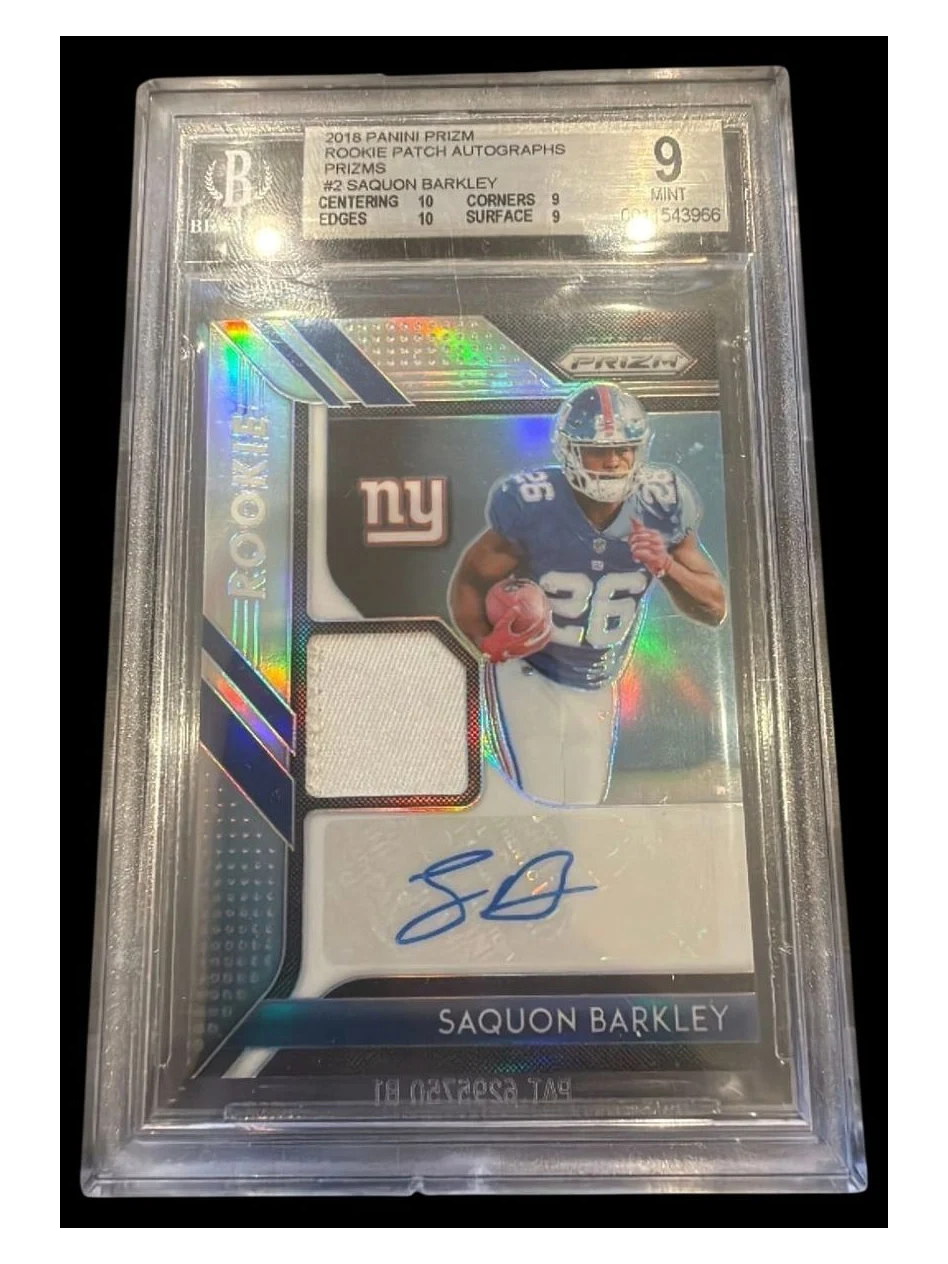 2018 Prizm | Rookie Saquon Barkley | Patch Auto Prizm | 25/99 | BGS 9 Auto 10