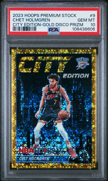 2023 Hoops Premium Stock Chet Holmgren Gold Disco Prizm 4/10 PSA 10