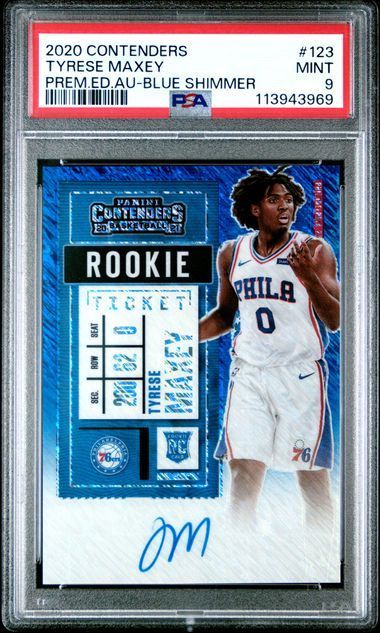 2020 Contenders | Rookie Tyrese Maxey Blue Shimmer Autograph | #123 | 19/20 | PSA 9