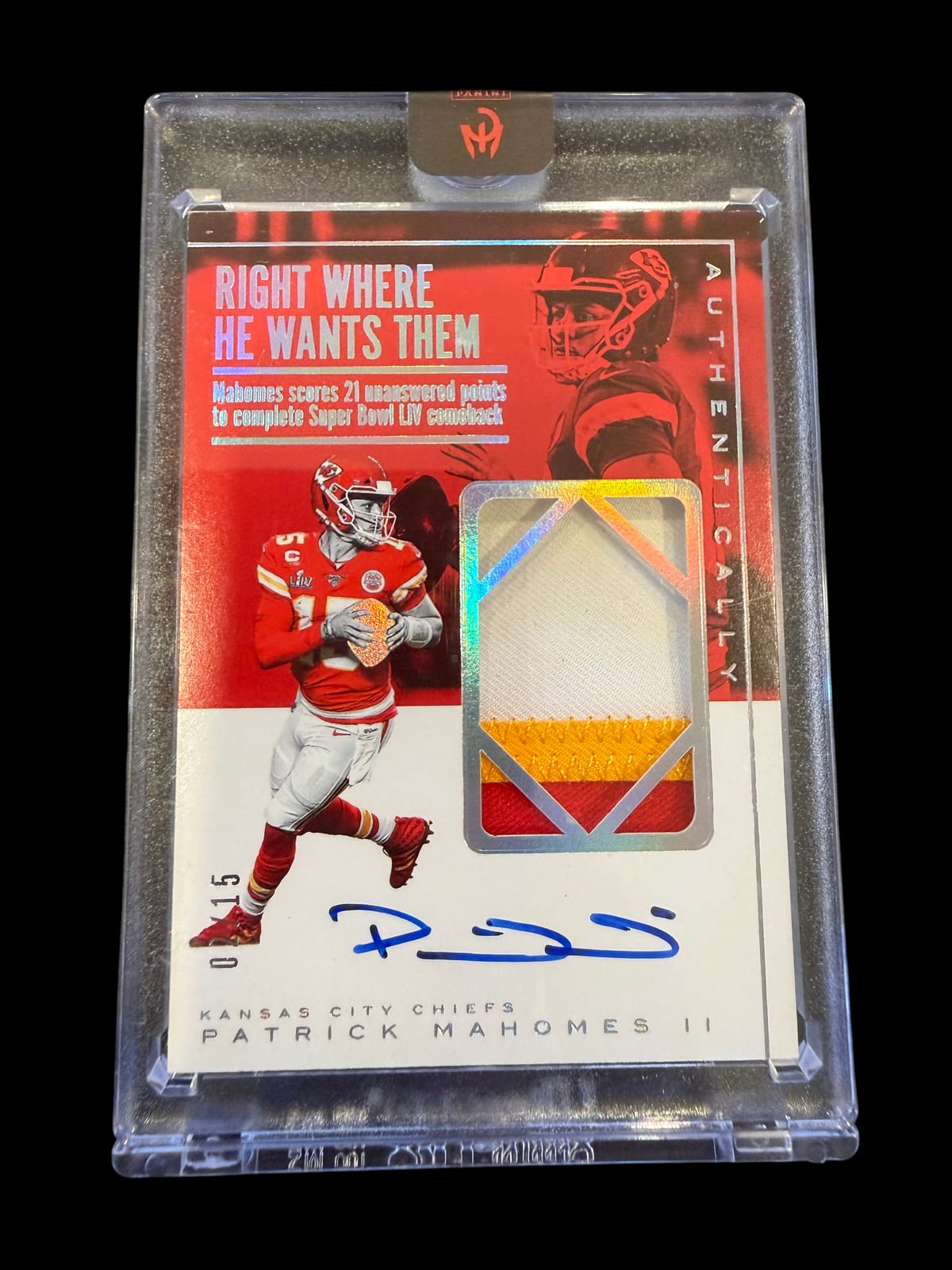 2025 Authentically Mahomes Patrick Mahomes Auto 3 Color Patch SEALED 2/15 #HPA-3