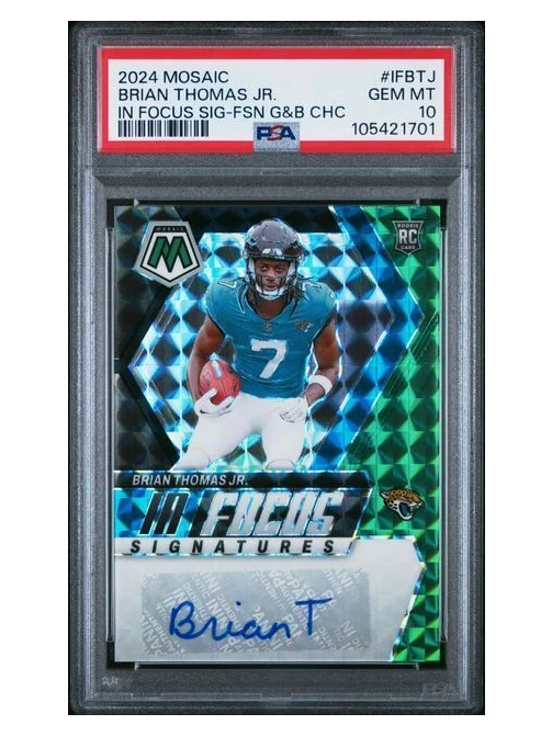 2024 Mosaic | Rookie Brian Thomas JR | in Focus Signatures Green & Black | 9/25 | PSA 10