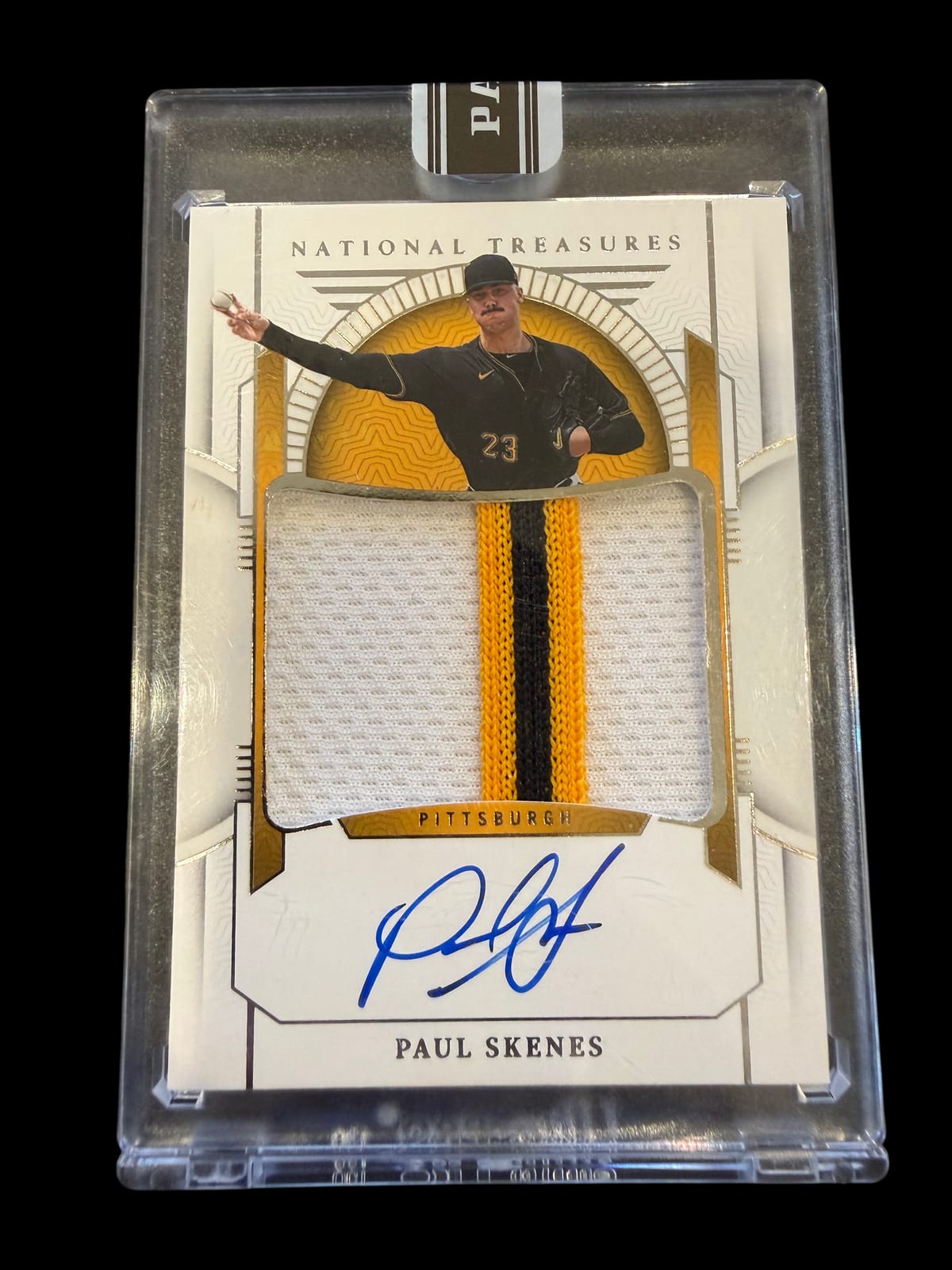 2024 National Treasures Rookie Paul Skenes Autograph 3 Color Patch 1/1 Sealed