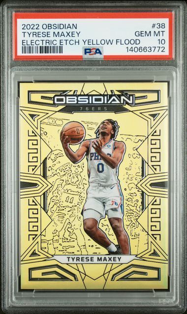 2022 Obsidian | Tyrese Maxey | Yellow Flood | 8/10 | PSA 10