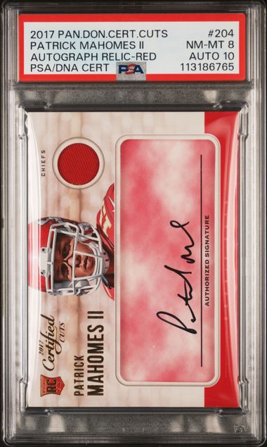 2017 Certified Cuts Rookie Patrick Mahomes II Auto Patch Relic Red 9/15 PSA8 AUTO10