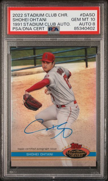 2022 Stadium Club Shohei Ohtani 1991 Stadium Club Autograph 12/25 PSA 10, Auto 8, #DAS0