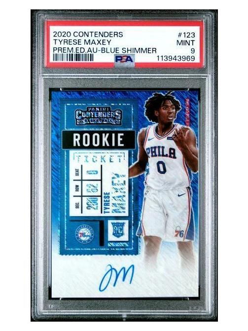 2020 Contenders | Rookie Tyrese Maxey Blue Shimmer Autograph | #123 | 19/20 | PSA 9