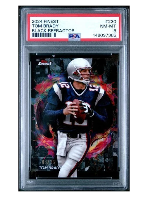 2024 Topps Finest | Tom Brady | Black Refractor | #230 | PSA 8 | 3/15