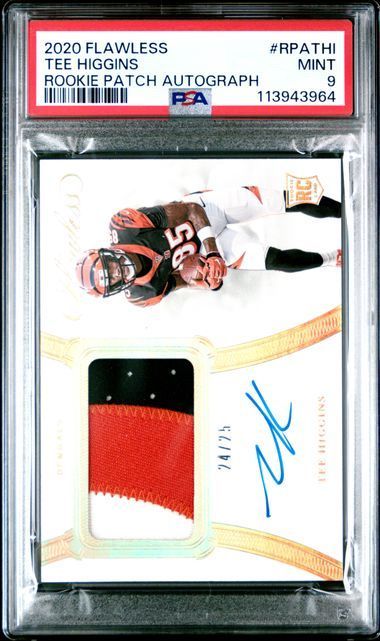 2020 Flawless | Rookie Tee Higgins | Rookie Patch Autograph (True RPA) | #RPATHI | PSA 9 | 24/25