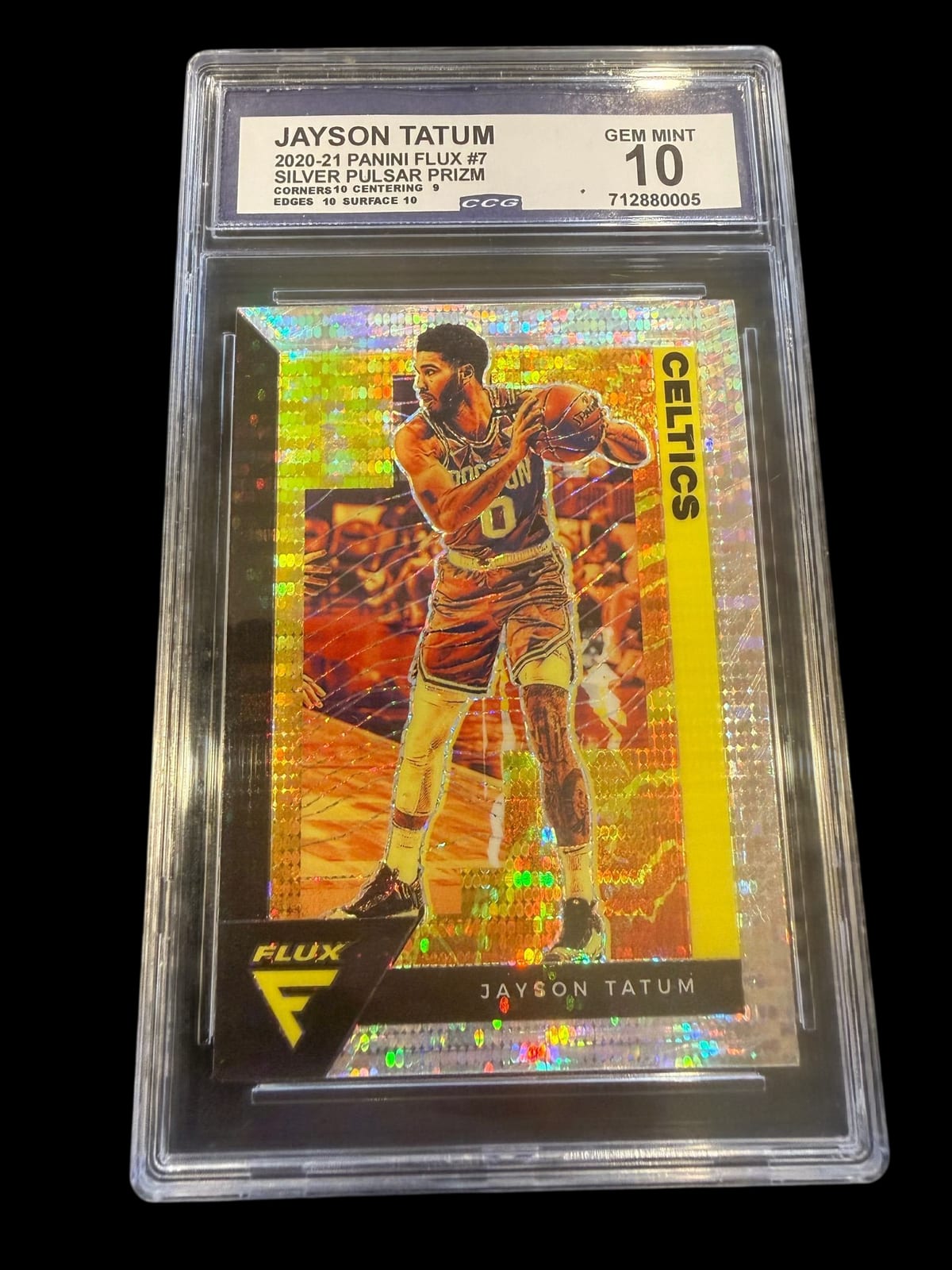 2020 Flux | Jayson Tatum | Silver Pulsar Prizm | CCG 10