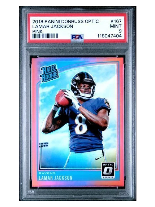 2018 Donruss Optic | Rookie Lamar Jackson | Pink | #167 | PSA 9