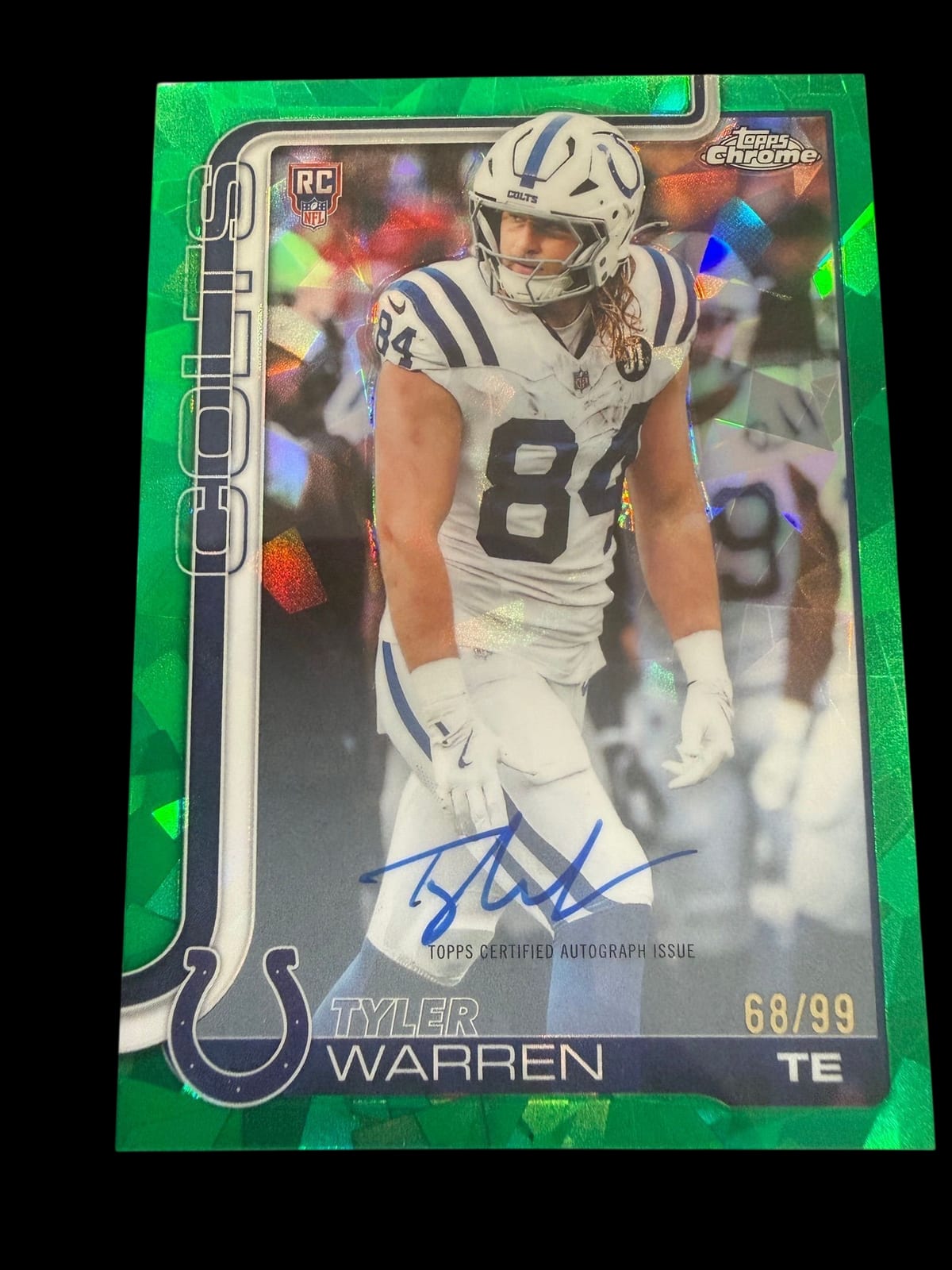 2025 Topps Chrome | Rookie Tyler Warren | Green Auto | 68/99