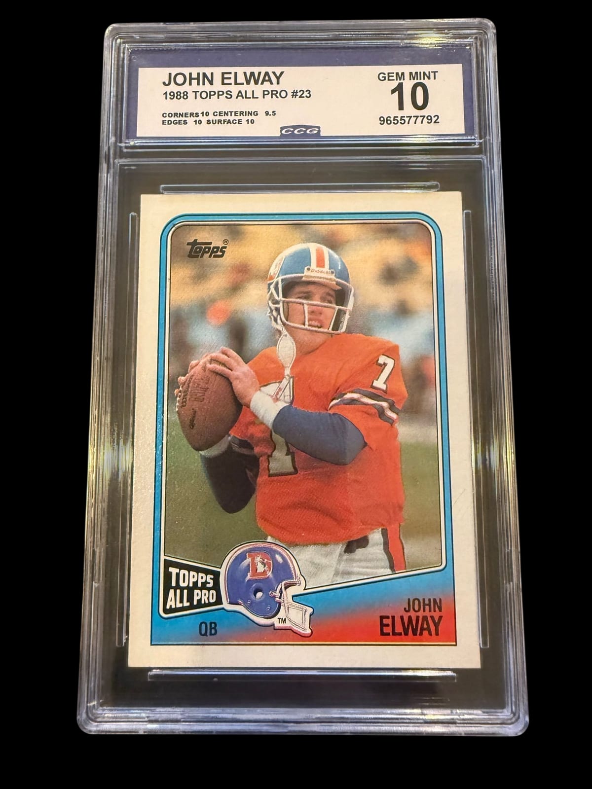 1988 Topps All Pro | John Elway | #23 | CCG 10