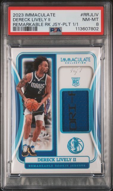 2023 Immaculate | Rookie Dereck Lively II | Remarkable Rookie Jersey Platinum | 1/1 One of One | #RRJLIV | PSA 8