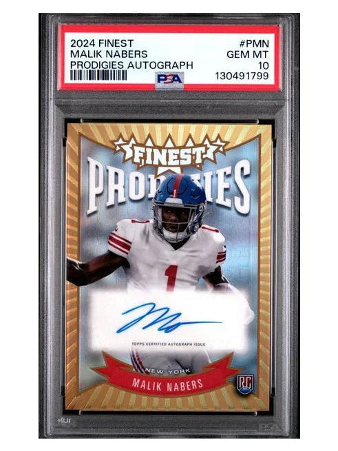 2024 Topps Finest Rookie Malik Nabers Prodigies Autograph #PMN PSA 10 RC Giants