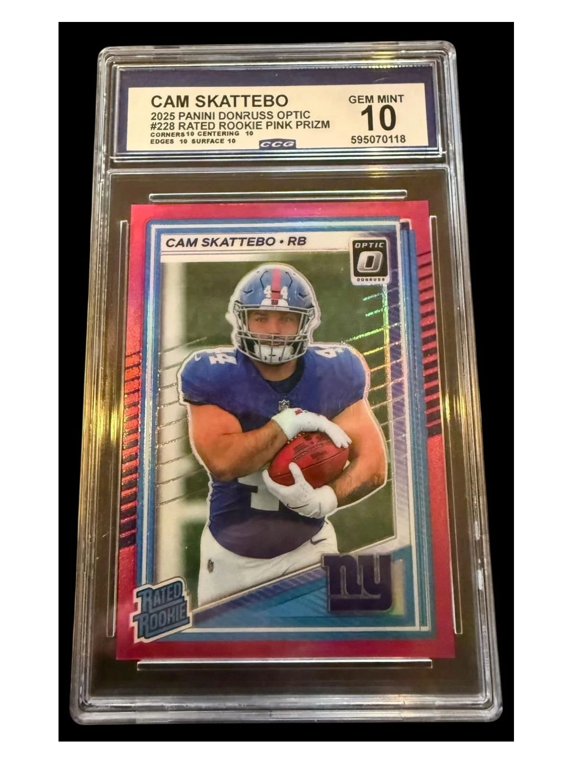 2025 Donruss Optic | Rookie Cam Skattebo | Pink Prizm | CCG 10