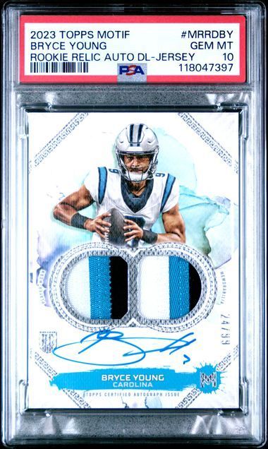 2023 Topps Motif | Rookie Bryce Young | Relic Auto Dual Patch Jersey | 24/99 | #MRRDBY | PSA 10