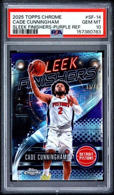 2025 Topps Chrome | Cade Cunningham | Sleek Finishers Purple | 33/75 | PSA 10 | POP 1