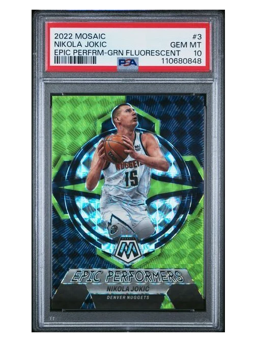 2022 Mosaic | Nikola Jokic | Green Fluorescent | 3/10 | PSA 10 | Pop 1