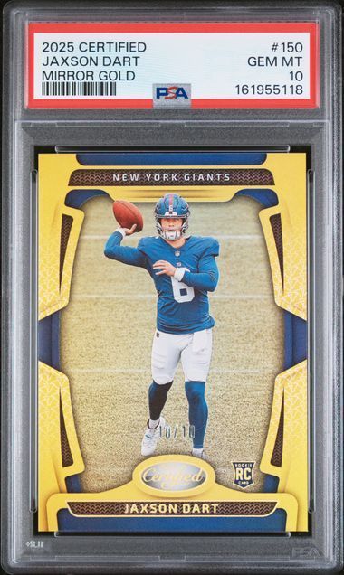 2025 Certified | Rookie Jaxson Dart | Mirror Gold | 10/10 | #150 | PSA 10