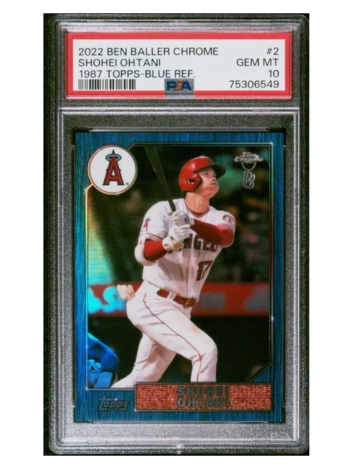 2022 Ben Baller Chrome | Shohei Ohtani | 1987 Topps Blue | 36/75 | PSA 10