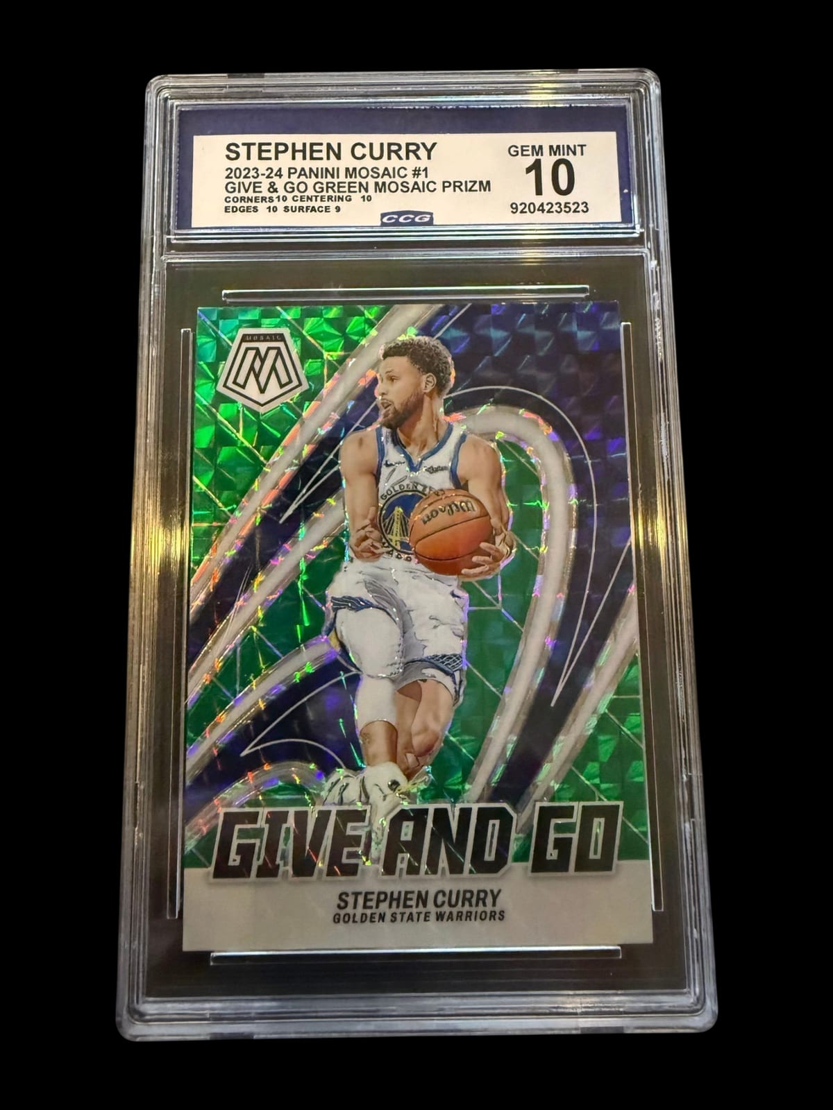 2023 Mosaic | Stephen Curry | Green Mosaic Prizm | CCG 10