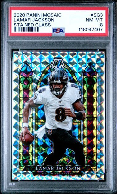 2020 Mosaic | Lamar Jackson | Stained Glass | PSA 8 | #SG3