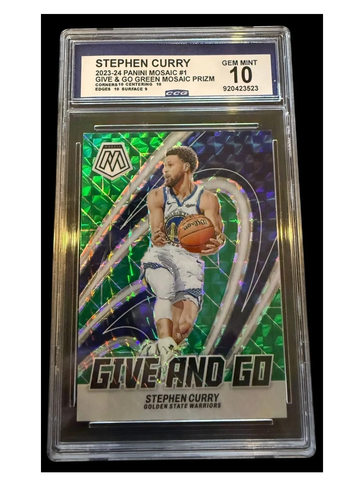 2023 Mosaic | Stephen Curry | Green Mosaic Prizm | CCG 10