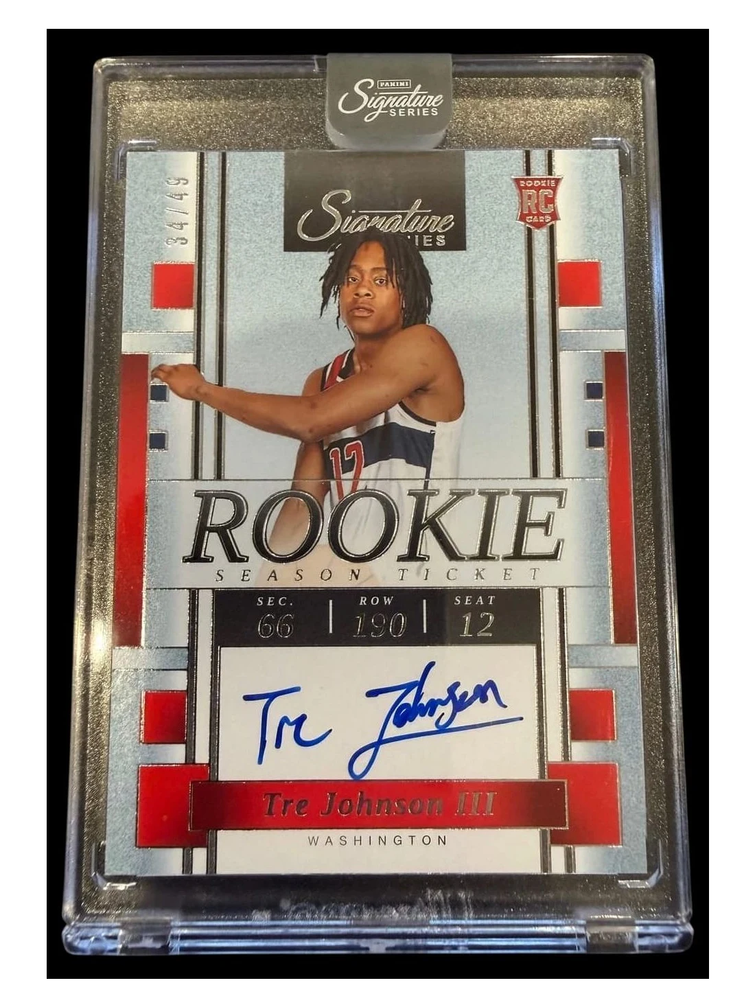 2025-26 Signature Series Tre Johnson III Rookie Season Ticket Auto 40/49 Sealed