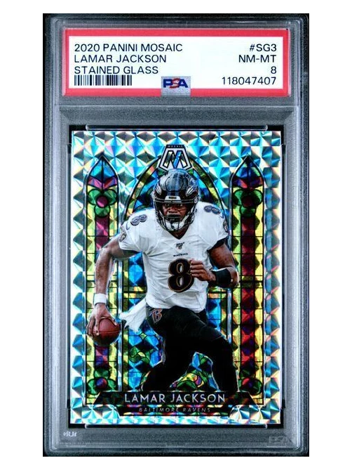 2020 Mosaic | Lamar Jackson | Stained Glass | PSA 8 | #SG3