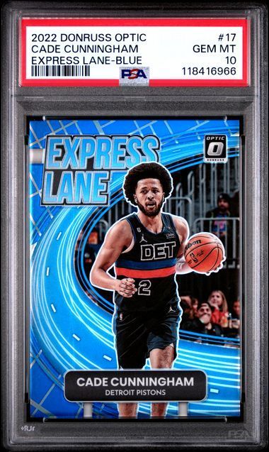 2022 Donruss Optic | Cade Cunningham | Express Lane Blue | 25/85 | PSA 10 | #17