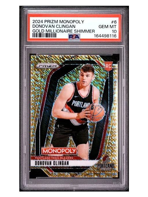 2024 Prizm Monopoly RC Donovan Clingan Gold Millionaire Shimmer 349/500 PSA 10
