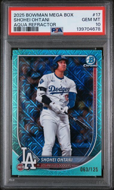 2025 Bowman Mega Box | Shohei Ohtani | Aqua Refractor | 63/125 | PSA 10