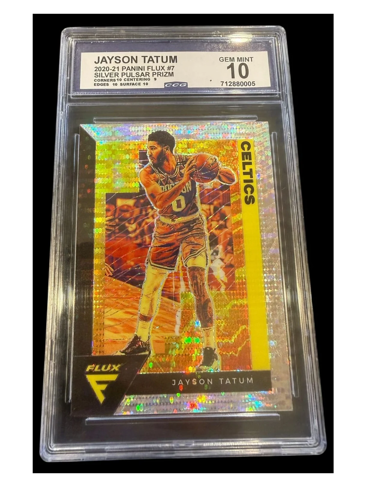 2020 Flux | Jayson Tatum | Silver Pulsar Prizm | CCG 10